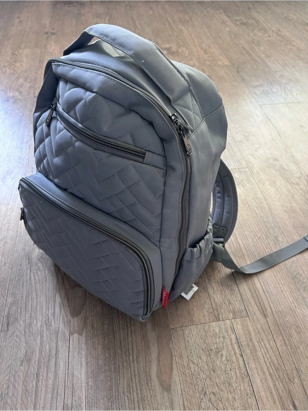 Fisher-Price Quilted Gray Baby Diaper Backpack - Picture 4 of 8